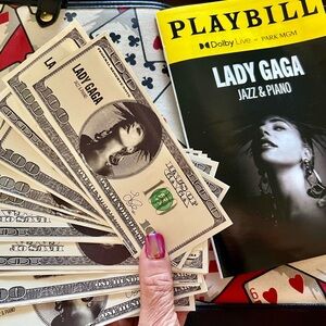 Lady Gaga Playbill and Hundred Dollar Bills